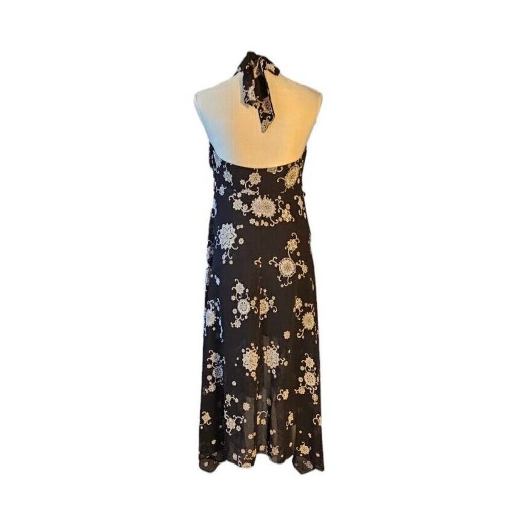 Halter Dress Sz 8 Plaza South Black Floral Assymmetric Cruise Resort Beach - Picture 3 of 11